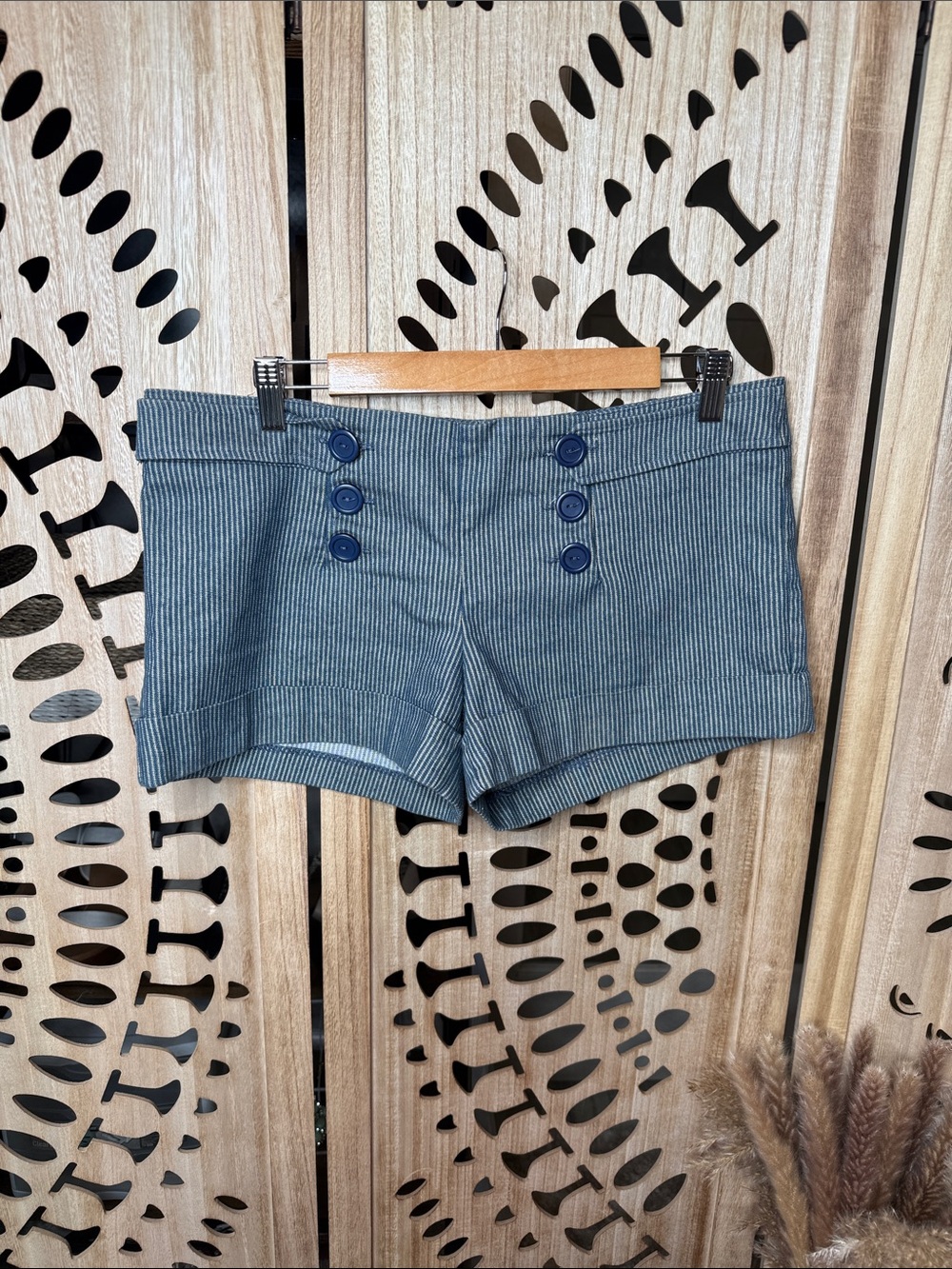 Vintage Forever 21 Navy Pinstripe Sailor-Inspired Shorts